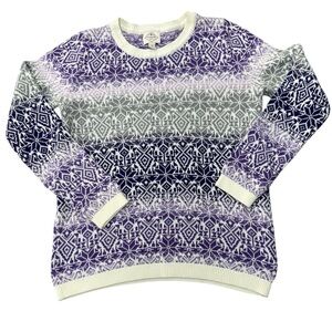Women’s St. John's Bay Cream and Purple ombré pullover Sweater Size Large